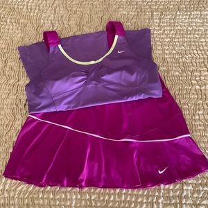 Nike tennis-pickleball M skort L tank EUC pink lilac & yellow Pretty!